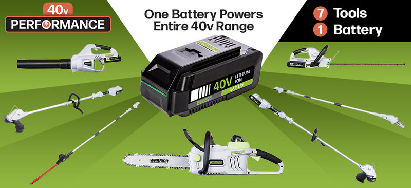 Warrior Eco Power 40v Performance Range of cordless garden tools
