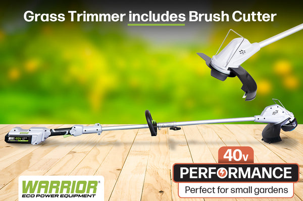 The 40v Grass Trimmer includes a Brush Cutter head