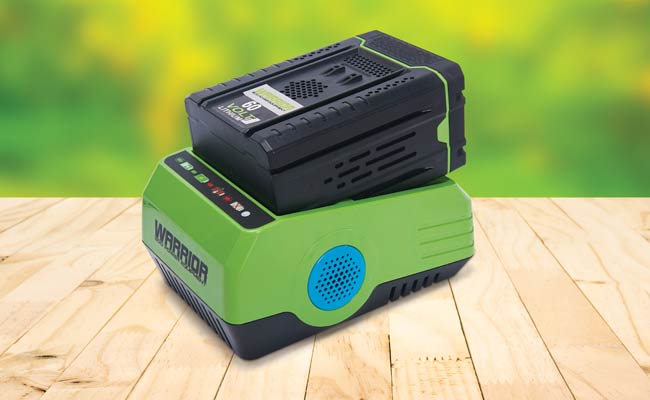 Warrior Eco Power Equipment charger with battery in use