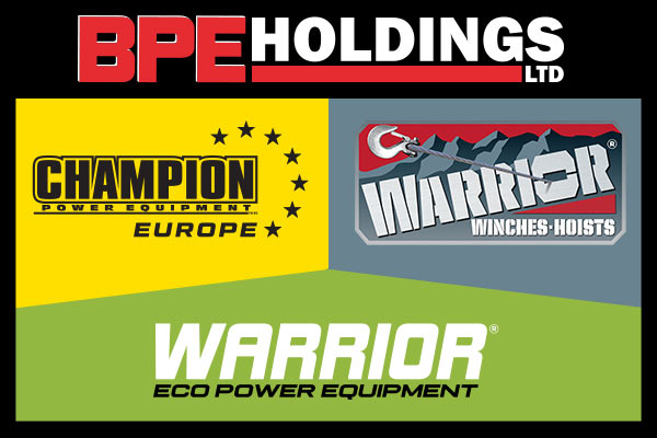 BPE Holdings, Champion Power Equipment, Warrior Winches and Warrior Eco Power Equipment Logos